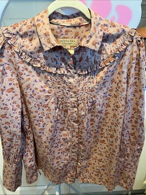 Burberry Lavender Blouse with Orange & Purple Floral Print